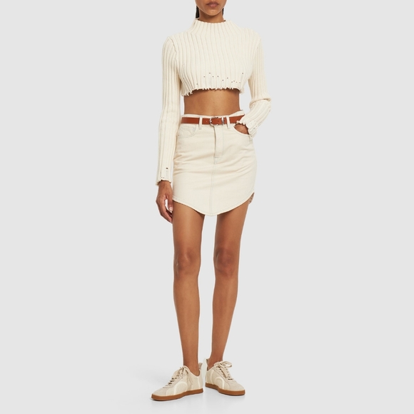 NWT Triarchy Organic Cotton Ms Hart Petal Hem White Denim Skirt, Sz 25/2 - Picture 1 of 12